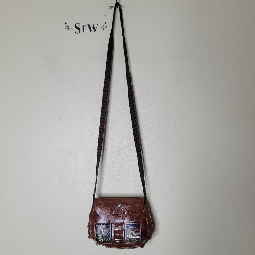Italian Leather Mini Crossbody Bag Artisan Travel - Picture 3 of 12